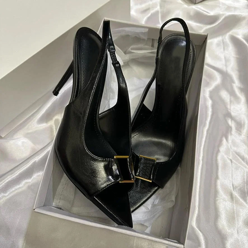 Desinger Shoes High Heels Women Sandals Summer Slingback Leather Open Toe Sexy Pumps Elegant 1006
