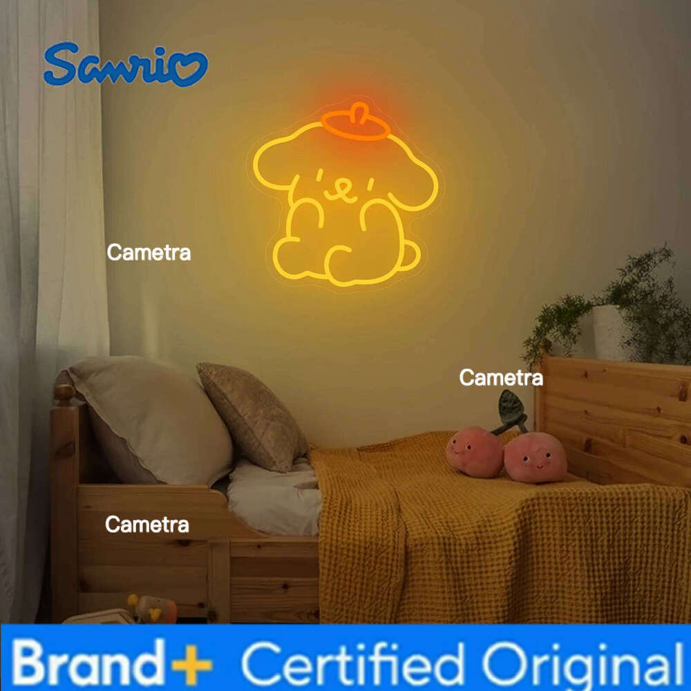 Sanrio Pompompurin LED Sign Lover Gifts Cute Dog Dimmable Neon Light USB for Party Baby Room Bedroom Wall Decor H260128