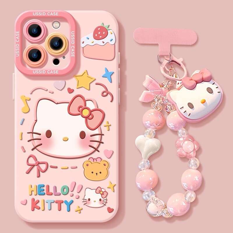 Kitty Pink Cat Mirror Case Hanging Chain for Apple iPhone 17 Pro Max, Compatible with Air 16, Shockproof S260128