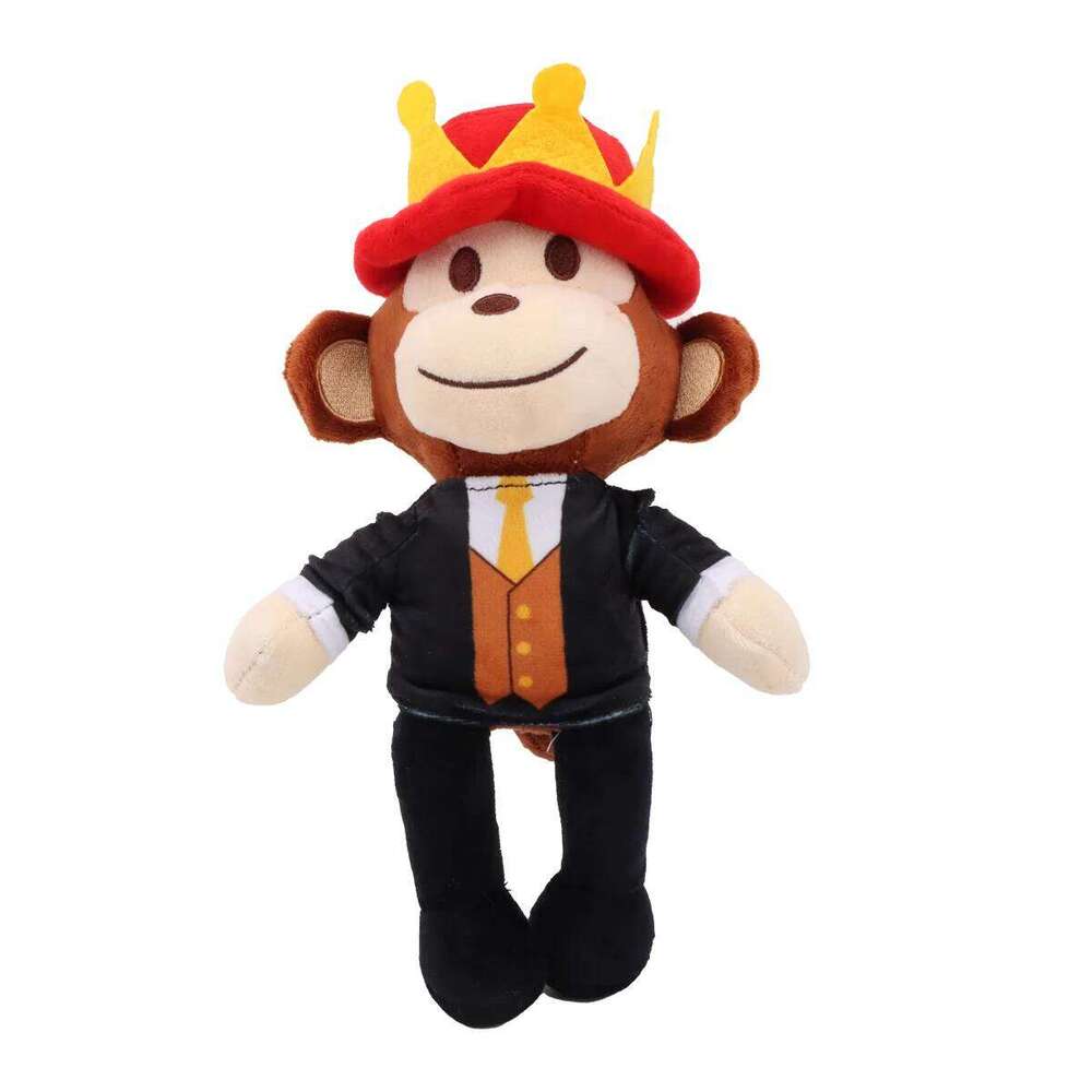 Kawai Steal a Brainrot Cartoon Character Stuffed Toy Black Monkey Wear the Crown Jandel Birthday Christmas Gift for Kids Y260128
