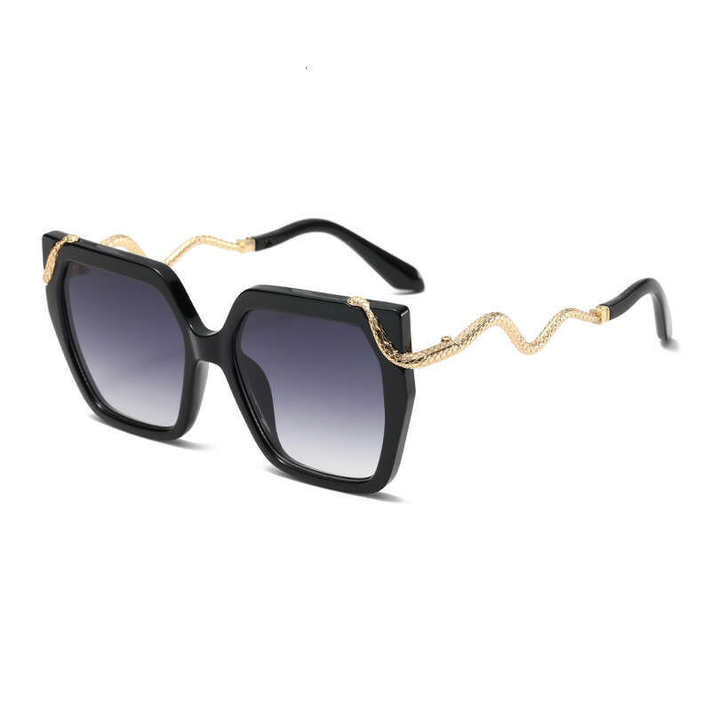 Metal Sunglasses Snake Pattern Mirror Leg 1 Large Frame Retro Square Unisex for Driving and Outdoor Activities Gift High Quality Texture