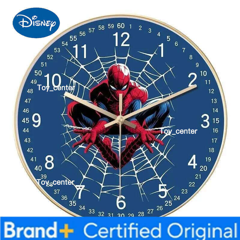 Disney Marvel The Avengers Spiderman Peripheral Movies Cartoon Simple Round Silent Travel Time Living Room Clock Wall Decoration H260128