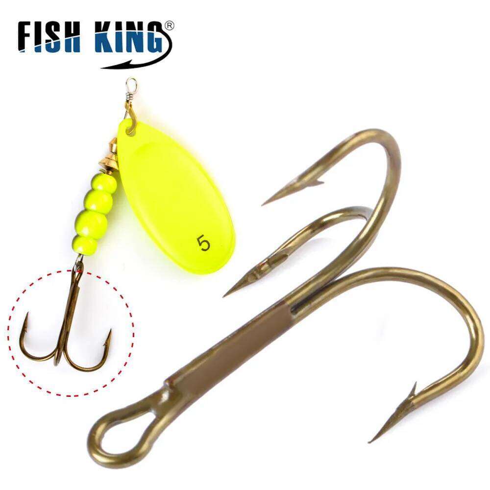 FISH KING 20pcs/Pack High Steel Carbon Lure Hook Treble Overturned Fishhooks Super Sharp Triple Round Hooks For Bass Z260128