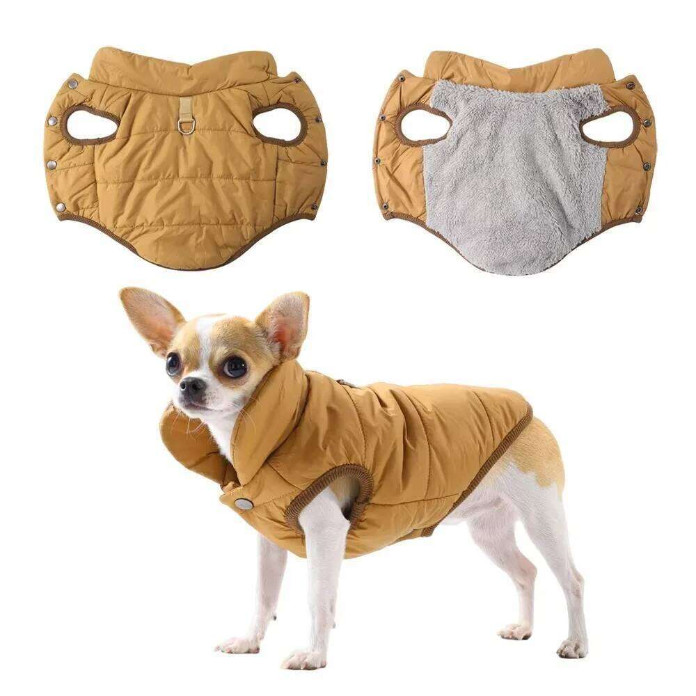 Pet Clothes Waterproof Winter Coat Fleece Thickened Cotton Jacket with D Shape Ring Warm Dog Vest Small Medium Dogs XJ260127