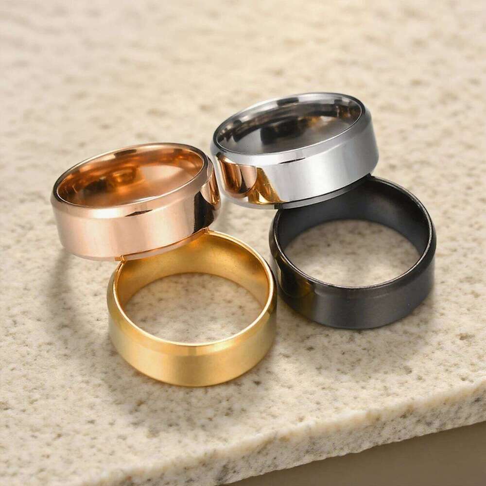 Kissmoon 8mm Width Fashion Simple Classic Stainless Steel Wedding Couple Rings For Women Men Anniversary Festival Jewelry Gifts XJ260127