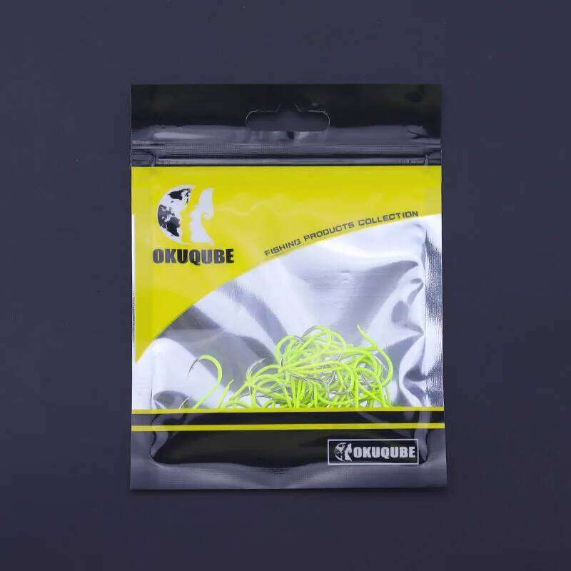 50pcs/lot Hooks High-Carbon Steel Anti-rust Green Coating Flattened Hook Body Barbed Fishhook Tackle For Fishing Z260128