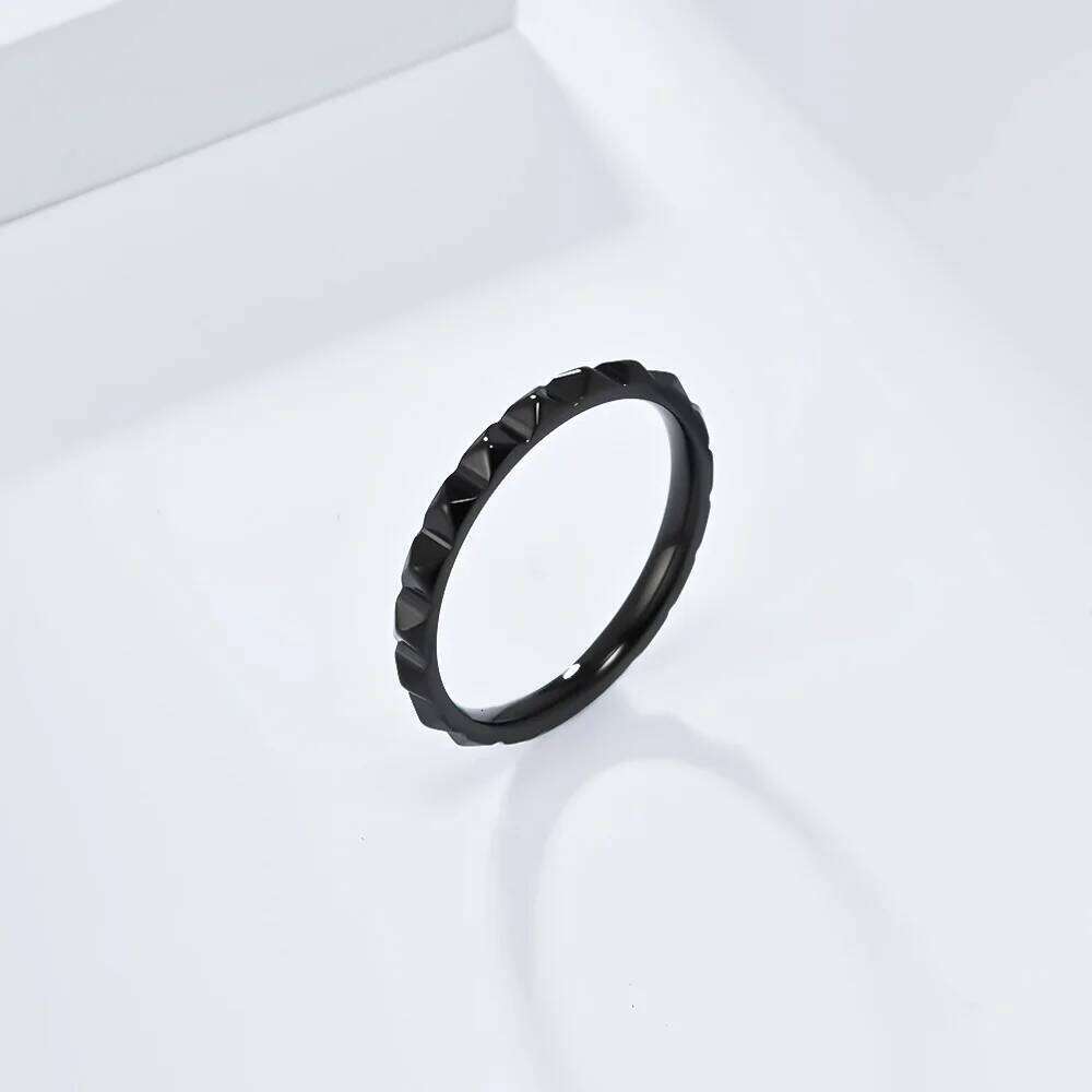 Titanium Steel Pyramid Grid Pinky Ring Matte Finish Geometric Jewelry Adjustable Stackable Commute Accessories Everyday Wear XJ260127