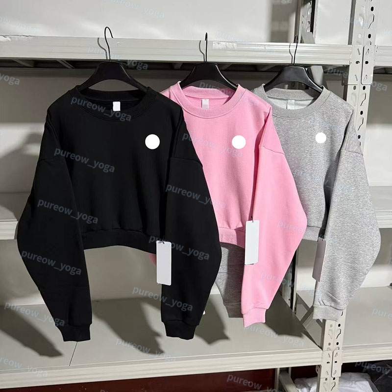 Womens Yoga Set Cropped Sweatshirt Long Sleeved Top Crew Round Neck Top Gym Sweatwear Casual Sweat Tops Womens Hoodie Workout Sets Straight Wide Leg Pants