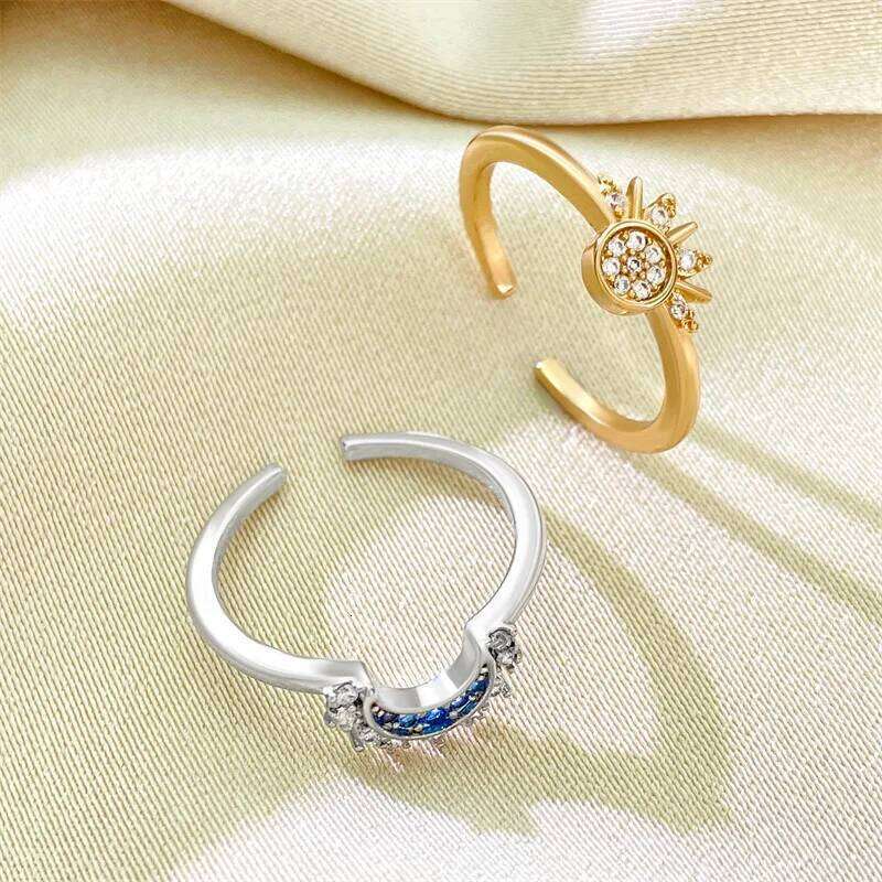Sun and Moon Adjustable Couple Open Ring New Style Stackable Jewelry Gift Fashion Accessories XJ260127