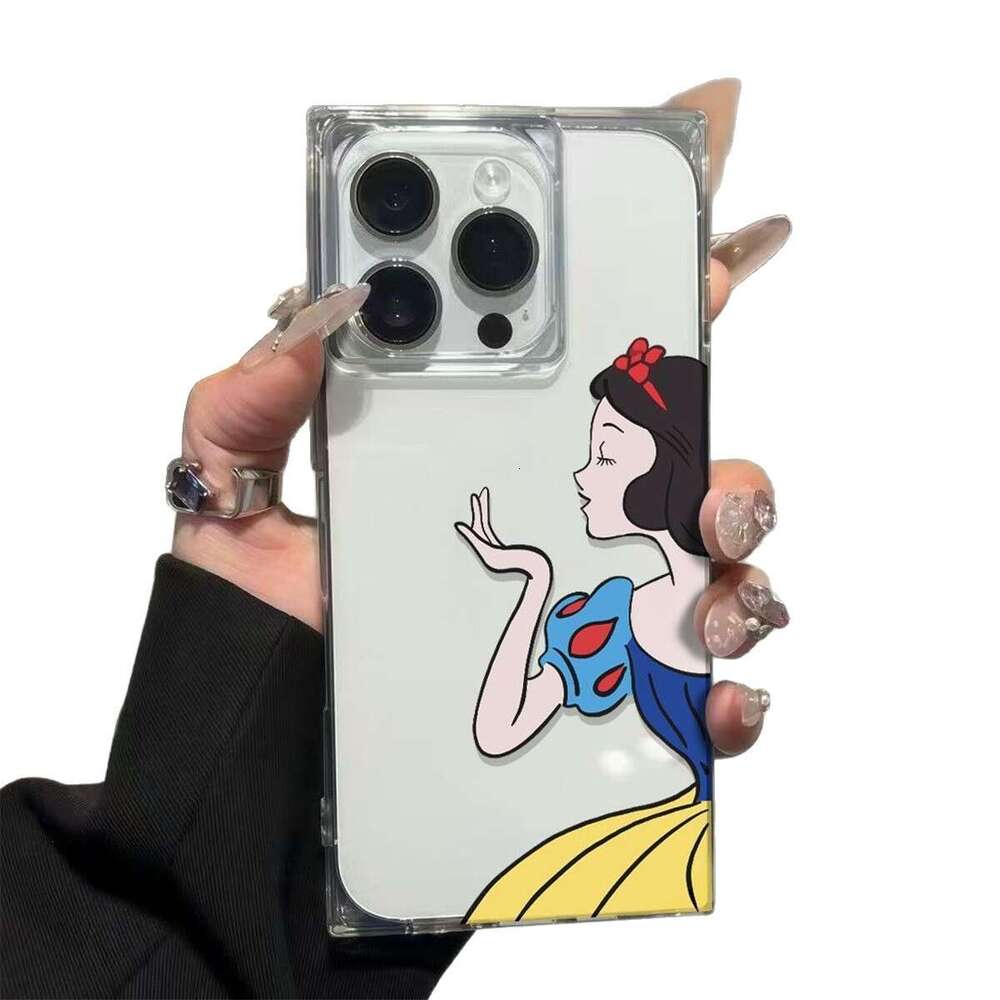 Ice Crystal Square Four-Corner Lanyard Magnetic Style Compatible with 16 Pro Max Apple Transparent Fashion Phone Case S260128