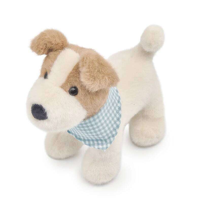 20cm Wire Fox Terrier Plush Toy with Bib-Soft Adorable Dog Stuffed Animal Plushie For Kids Birthday Gift Home Decor Y260128