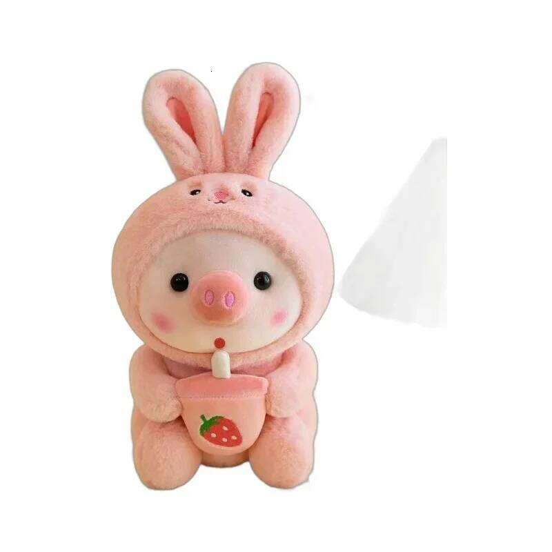 25cm Kawaii Bubble Pig Plush Toy Stuffed Animal Bunny Frog Tiger Soft Pillow Cup Milk Tea Boba Plushies Doll Kids Birthday Gifts Y260128