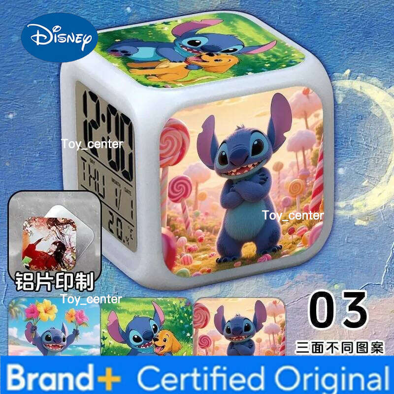 Disney Stitch Alarm Clock from Lilo & Stitch, Cute Cartoon Stylish Creative Color-Changing Night Light, Birthday Gift for Friends H260128