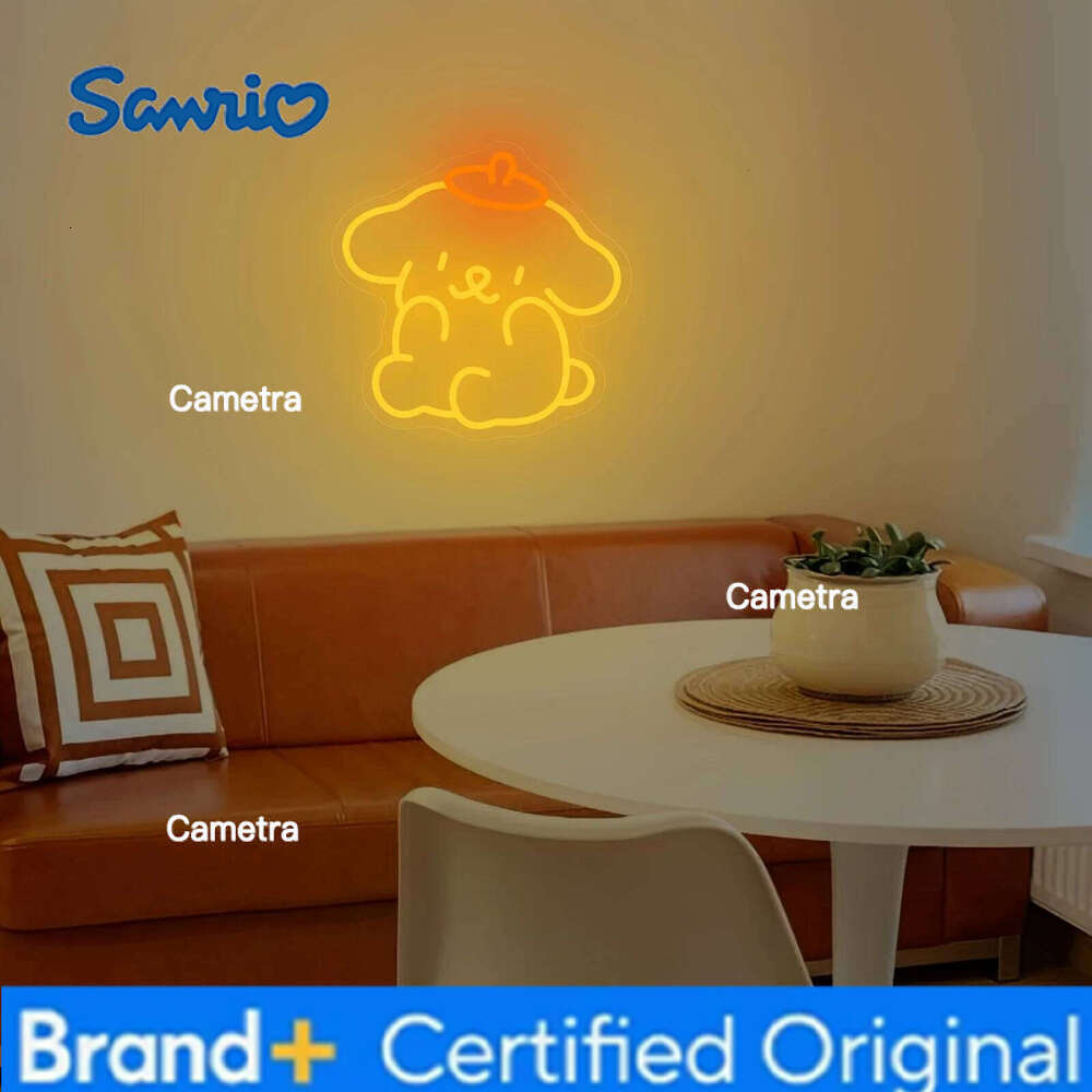 Sanrio Pompompurin LED Sign Lover Gifts Cute Dog Dimmable Neon Light USB for Party Baby Room Bedroom Wall Decor H260128