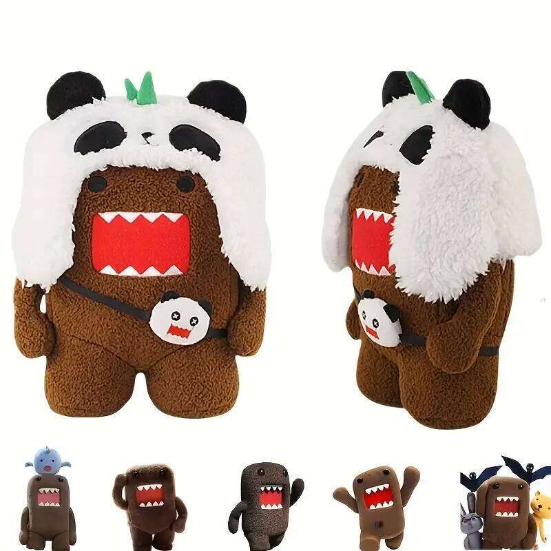 Panda Plush Toy Doll Funny Domo-kun Game Toys Soft Stuffed Animals Plushes Domo Kun Bag for Kids Birthday Gift Y260128