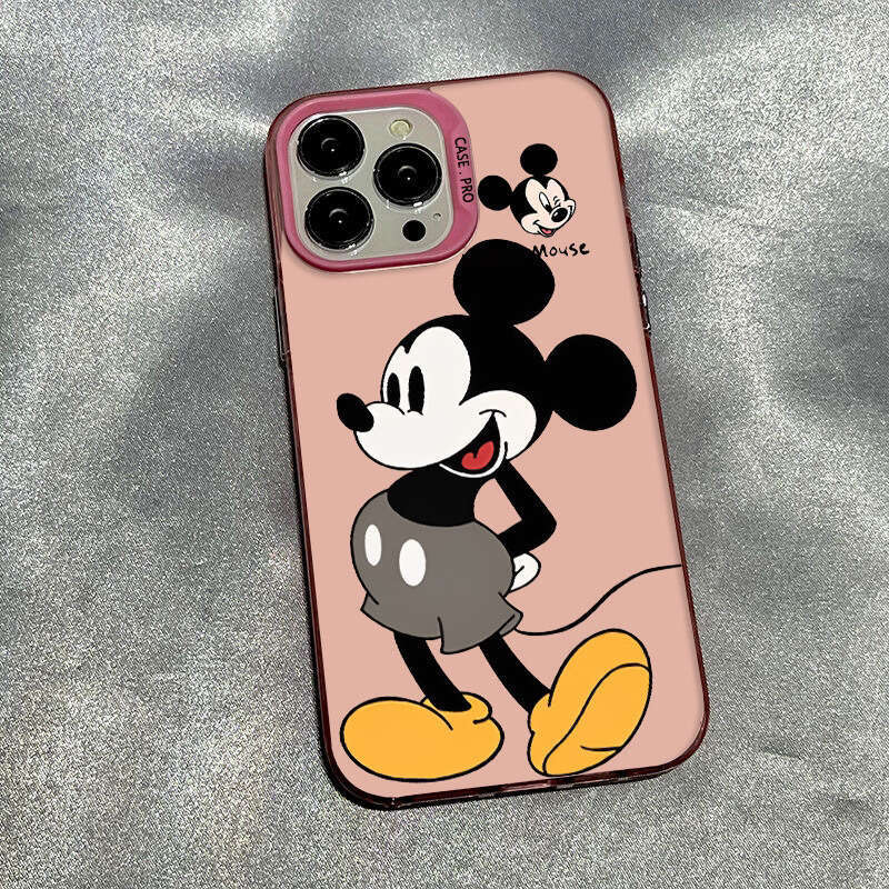 Cartoon Mickey Minnie for Apple 15 Plus Phone Case iPhone 14 Metal Buttons 13 Pro Max/X S260128