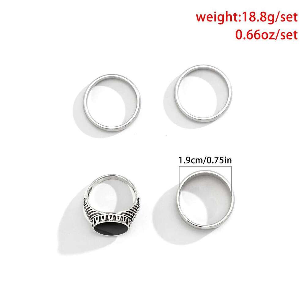 4Pcs Retro Simple Stainless Steel Opening Adjustable Wide Men's Gothic Pattern Metal Ring Casual Jewelry XJ260127