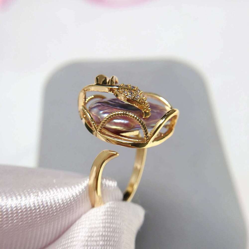 ZHBORUINI 2024 Baroque 100% Real Natural Freshwater Pearl 14K Gold Plating Women Jewelry Individual Ring Wholesale XJ260127