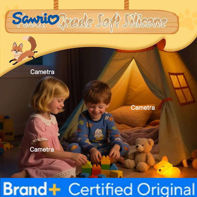 Sanrio Fox Night Light, Squishy Silicone Lamp Novelty Gifts, Rechargeable Dimmable Timer Bedside Touch Nightlight for Breastfeeding H260128