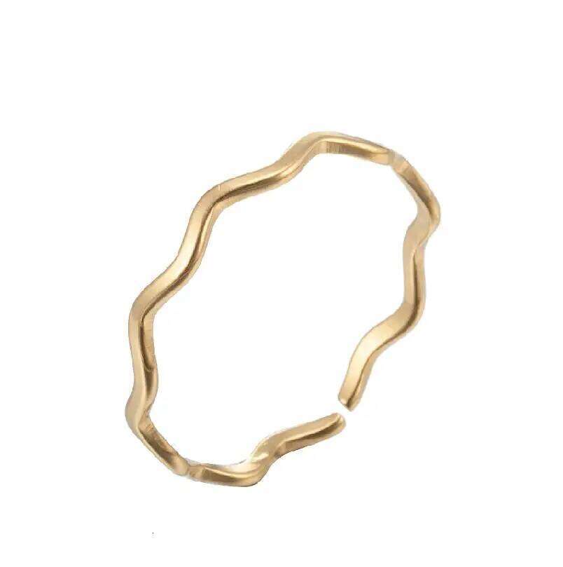 Thin Sea Wave Stainless Steel Open Rings For Women Adjustable Geometric Finger Ring Couple Gift Party Fashion Jewelry Wholesale XJ260127