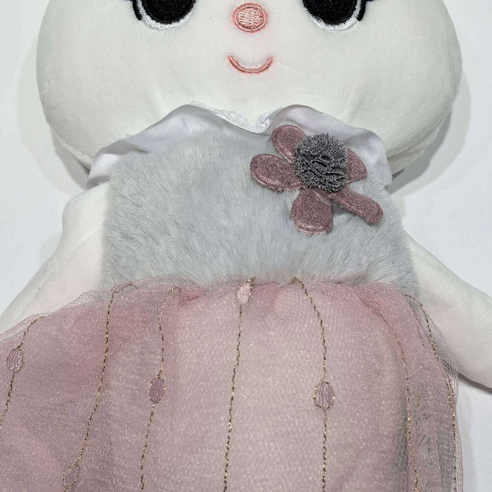 Stuffed animal doll girly heart tutu skirt long ear pink aire rabbit plush toy Y260128