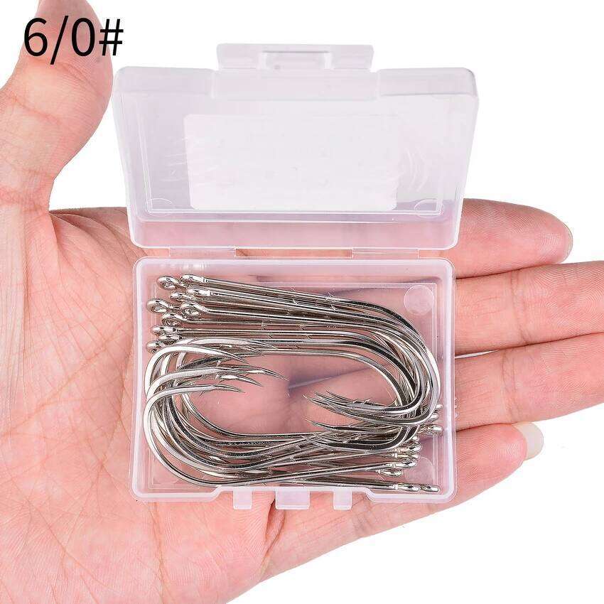 20pcs / Box Barbed Big Hooks 1/0#-6/0# Sea Worm Carp Single Circle Hook Set Fly Fishing Accessories Tackle Fishhook Z260128