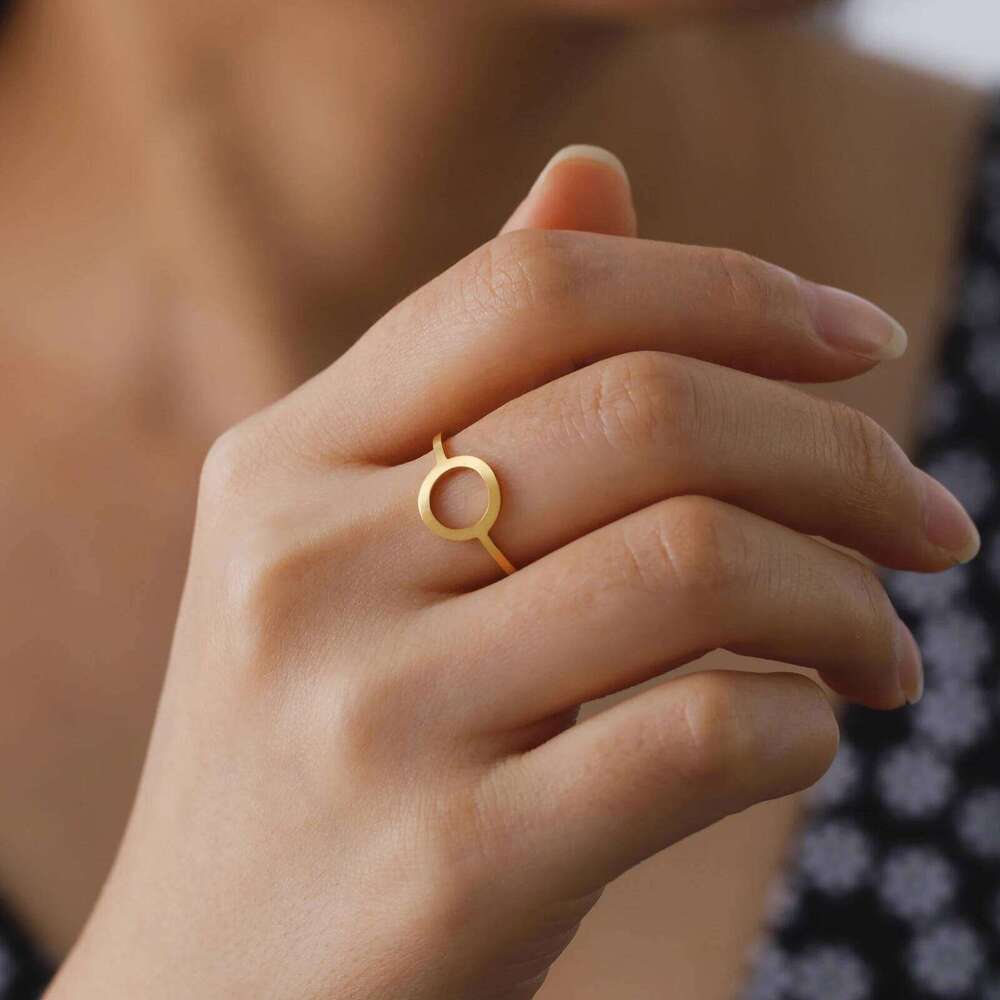 Skyrim Simple Geometric Hollow Round Ring Women Stainless Steel Minimalist Open Finger Rings 2025 Fashion Jewelry Birthday Gift XJ260127