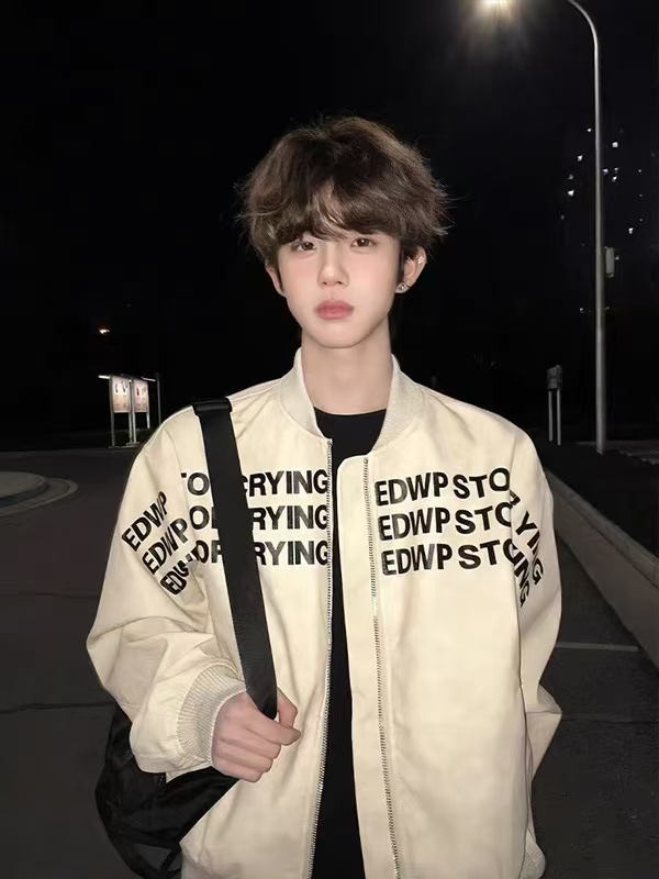 Men's printed jacket - Autumn/Winter relaxed style trendy leather jacket