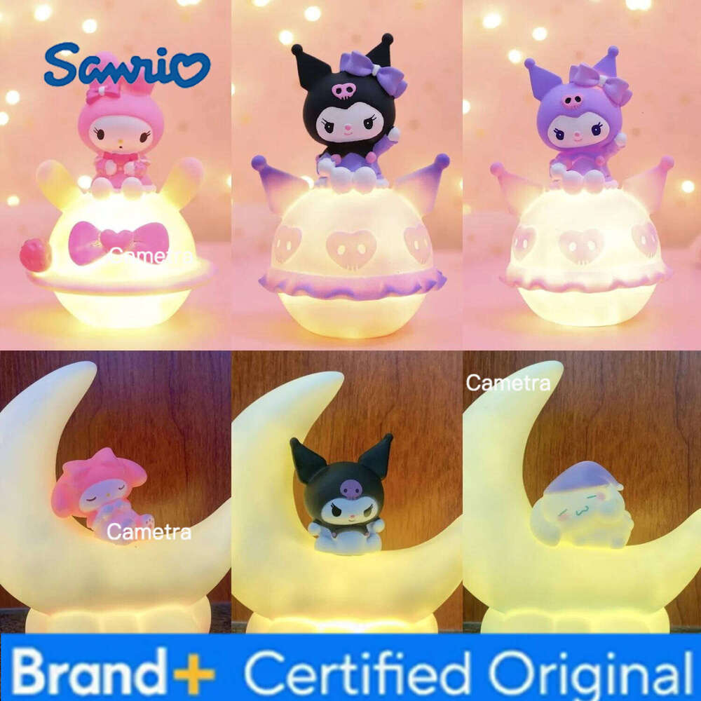 Sanrio Kawaii Cute Cinnamoroll Kuromi Melody Moon Planet lamp Room Model Car Decoration Toy Doll Birthday Gift H260128