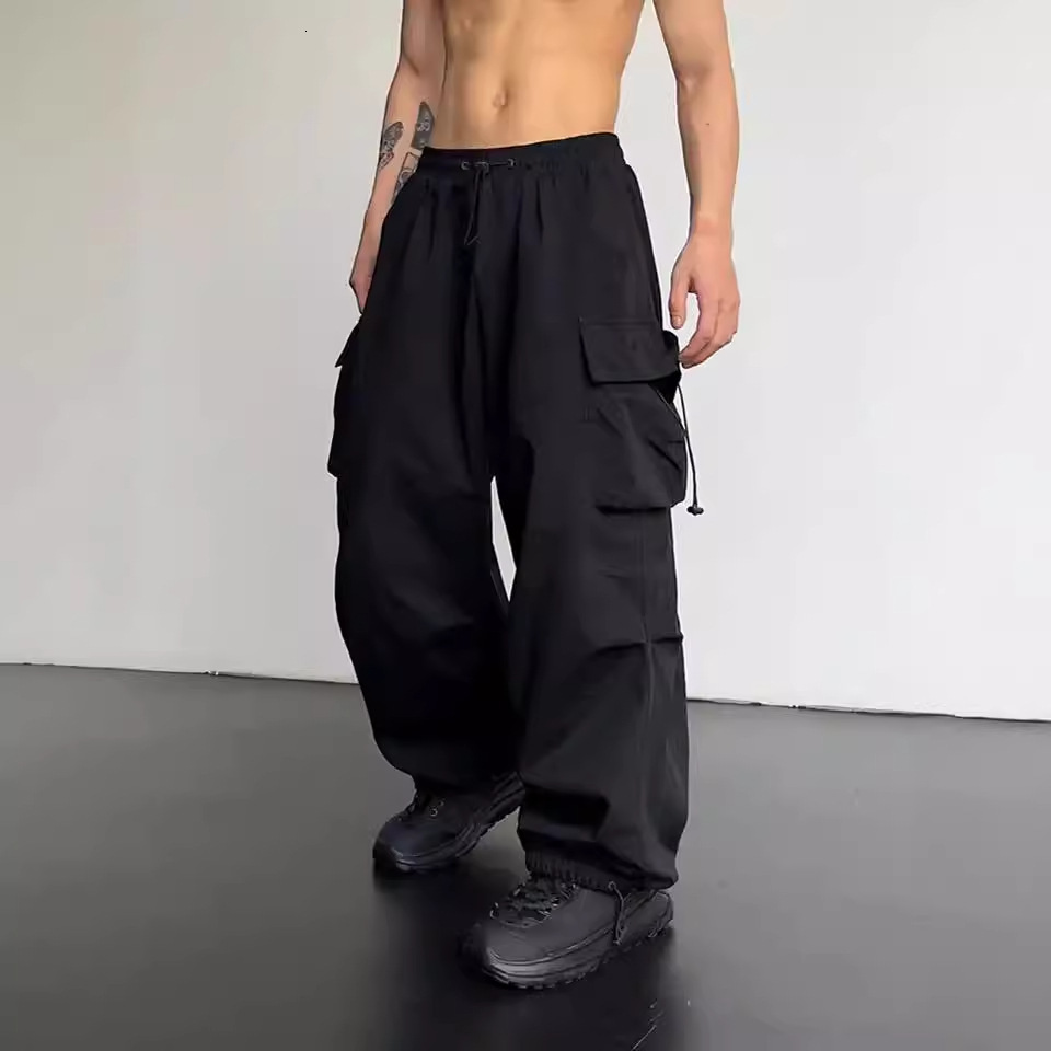 Women's Pants Capris HOUZHOU Y2K Pink Cargo Parachute Pants Oversize Hip Hop Jogging Sweatpants Egirl 90s Aesthetic Vintage Wide Leg Trousers Fem