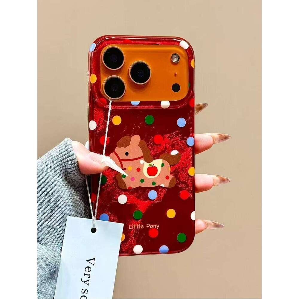Pony Pendant Year Colorful Polka Dot Compatible with iPhone 17 Pro Max Red Phone Case New Model 16/15/14 S260128
