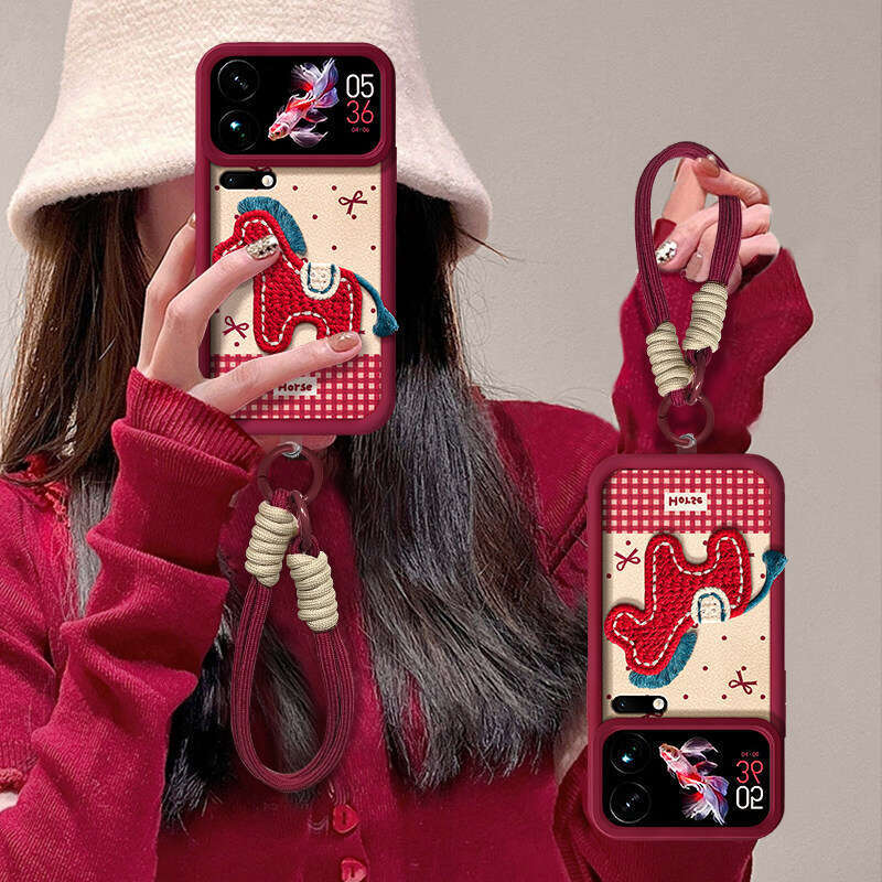 Compatible with Xiaomi 17 Max Phone Case 15/14/13 Pro Red 2026 Zodiac Year New Women's Style Pony Sticker S260128