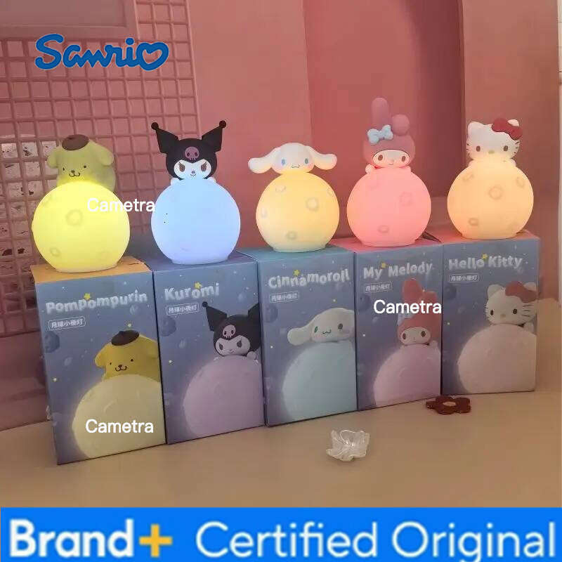Sanrio Original MINISO Hello Kitty Kuromi Cartoon Anime Figures Moon Night Light Toy Luminous Ornaments Cute Child Birthday Party Gifts H260128