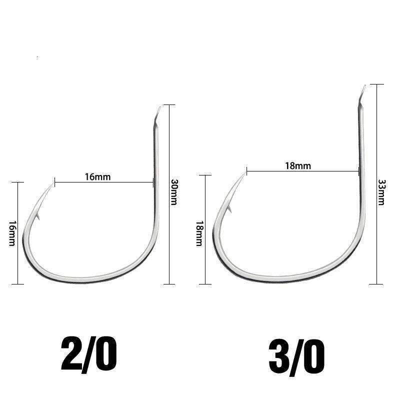 30pcs 2/0 3/0 Super Light Pike Hooks Slow Jigging Slim Jig Fish Hook Fishhook Sea Fishing Accessories Tackle Z260128