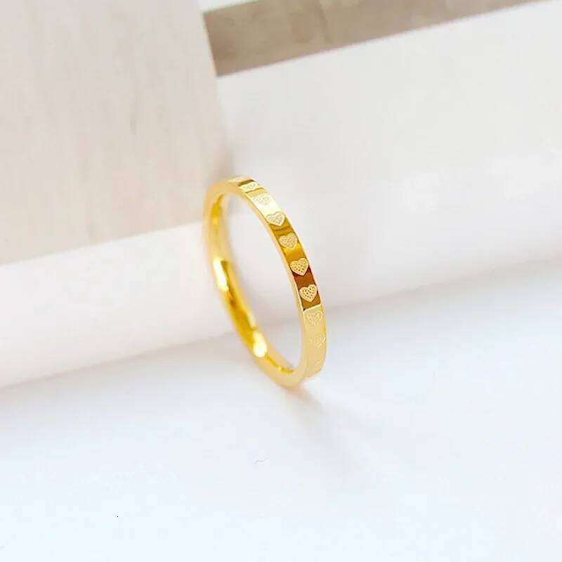 Meetvii Simple Love K-gold Color Titanium Steel for Women Men Thin 2.2mm Width Couple Rings Unique Jewelry XJ260127