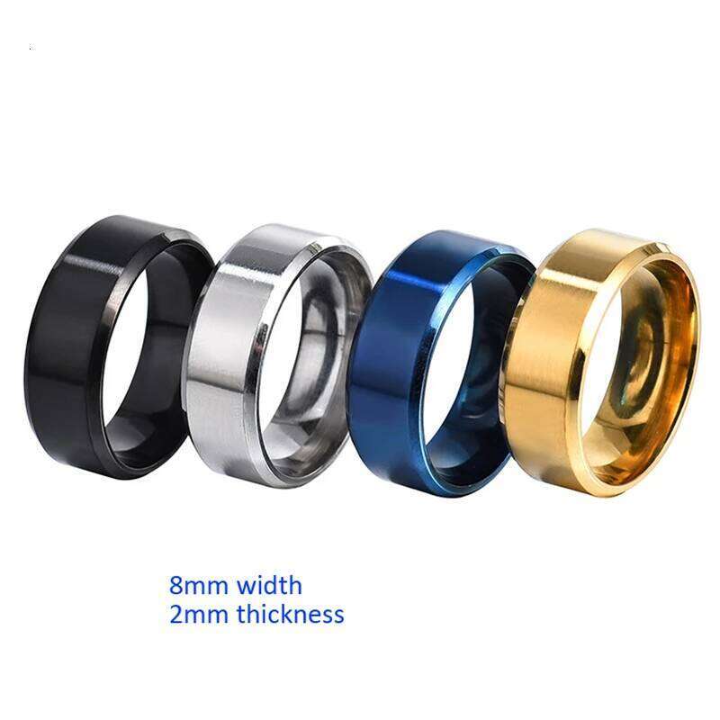 6 8mm Matt Stainless Steel Simple Design Plain Titanium Gold Tone Silver Plated Black Blue Rings Men Woman Jewelry Gift XJ260127