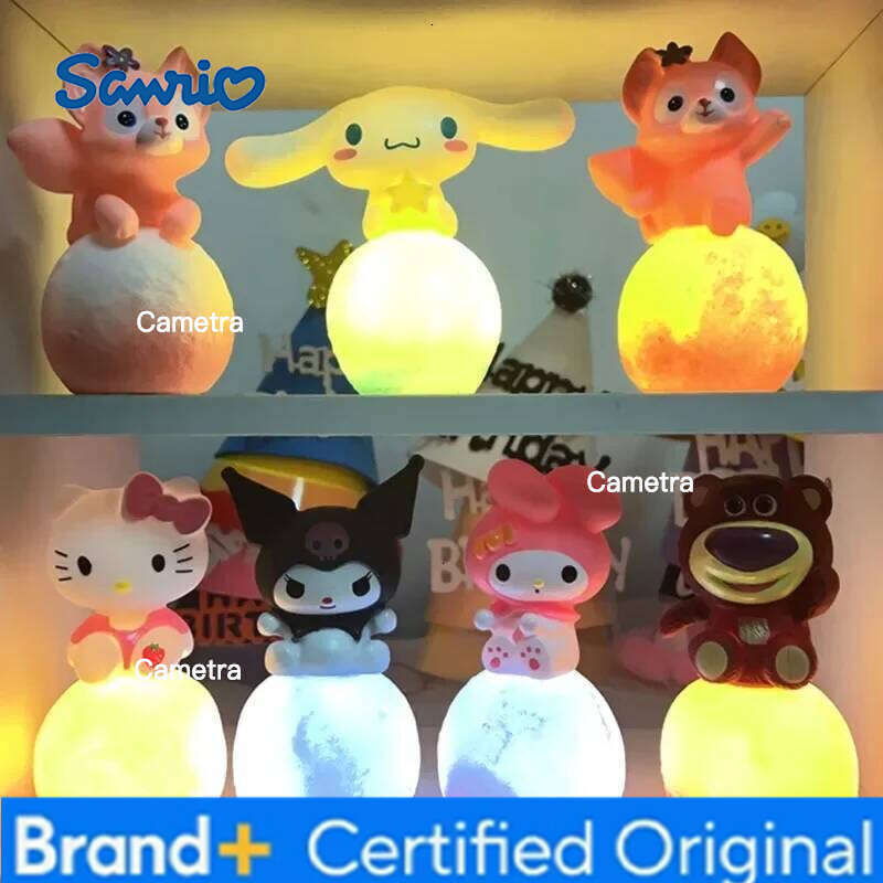 Sanrio Hello Kitty Cinnamoroll Cartoon Glowing Night Light Bedroom Lamp Kawaii Cute Desk Decorations Birthday Accessories New H260128