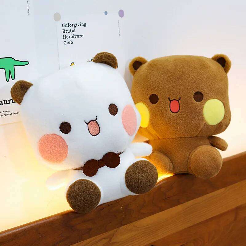 1pc 25cm/9.84in Cartoon one or two cloth couple panda dolls cute two-dimensional plush toys birthday Qixi gifts for girls Y260128