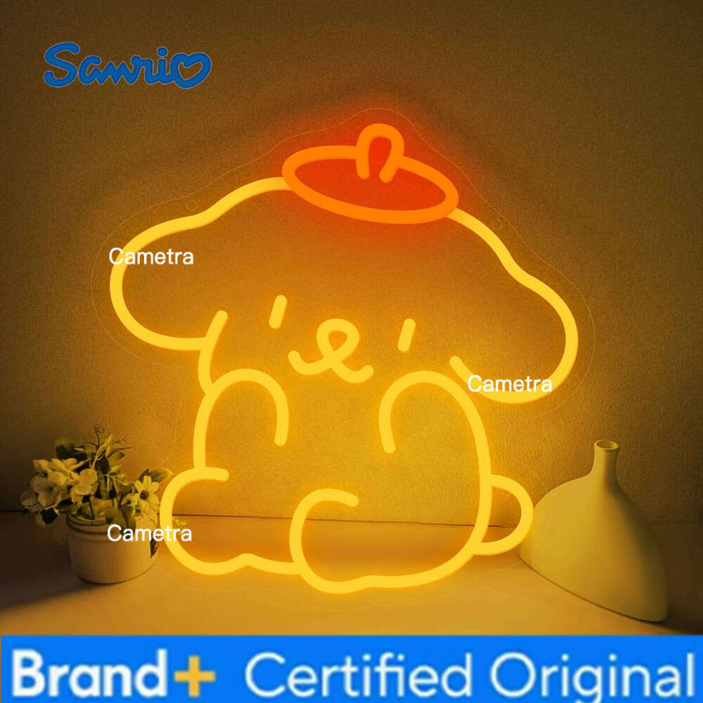 Sanrio Pompompurin LED Sign Lover Gifts Cute Dog Dimmable Neon Light USB for Party Baby Room Bedroom Wall Decor H260128