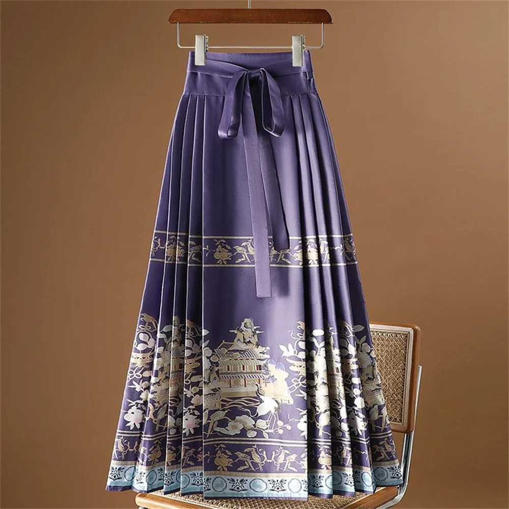 Chinese Style National style Horse-face Skirt Female High Waist Slim Joker Improved Hanfu Antique Plus Size A-line Skirt 260128