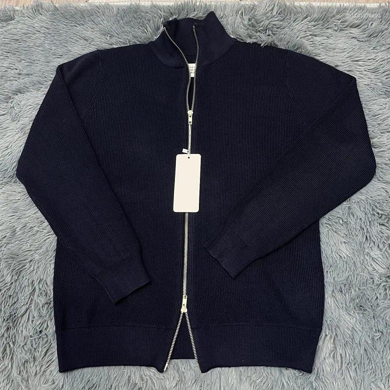 Men's Jackets Autumn Winter Men Loose Casual Knit Sweater Zipper Semi High Neck Long Sleeve Cardigan Lazy Comfortable Warm Fashion Top