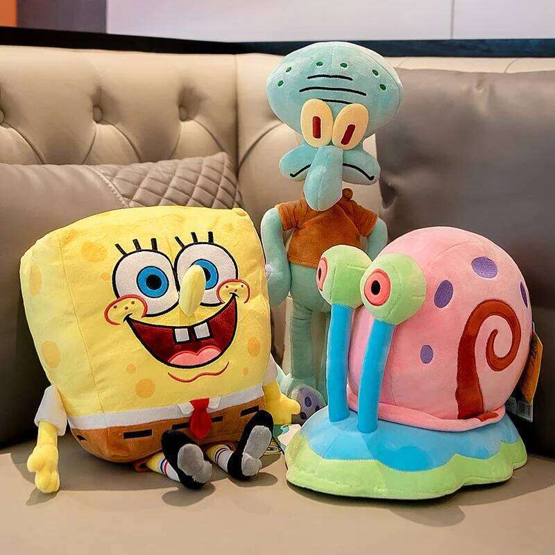 Anime Plushie Spongebob Peluches Doll Squarepants Patrick Star Squidward Eugene Krabs Gary Kawaii Cartoon Stuffed Plush Toy Y260128
