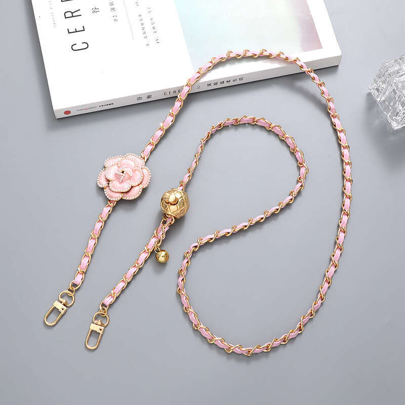 Camellia Crossbody Bag Chain Adjustable Strap Leather Pendant Hand-Woven Replacement Chain