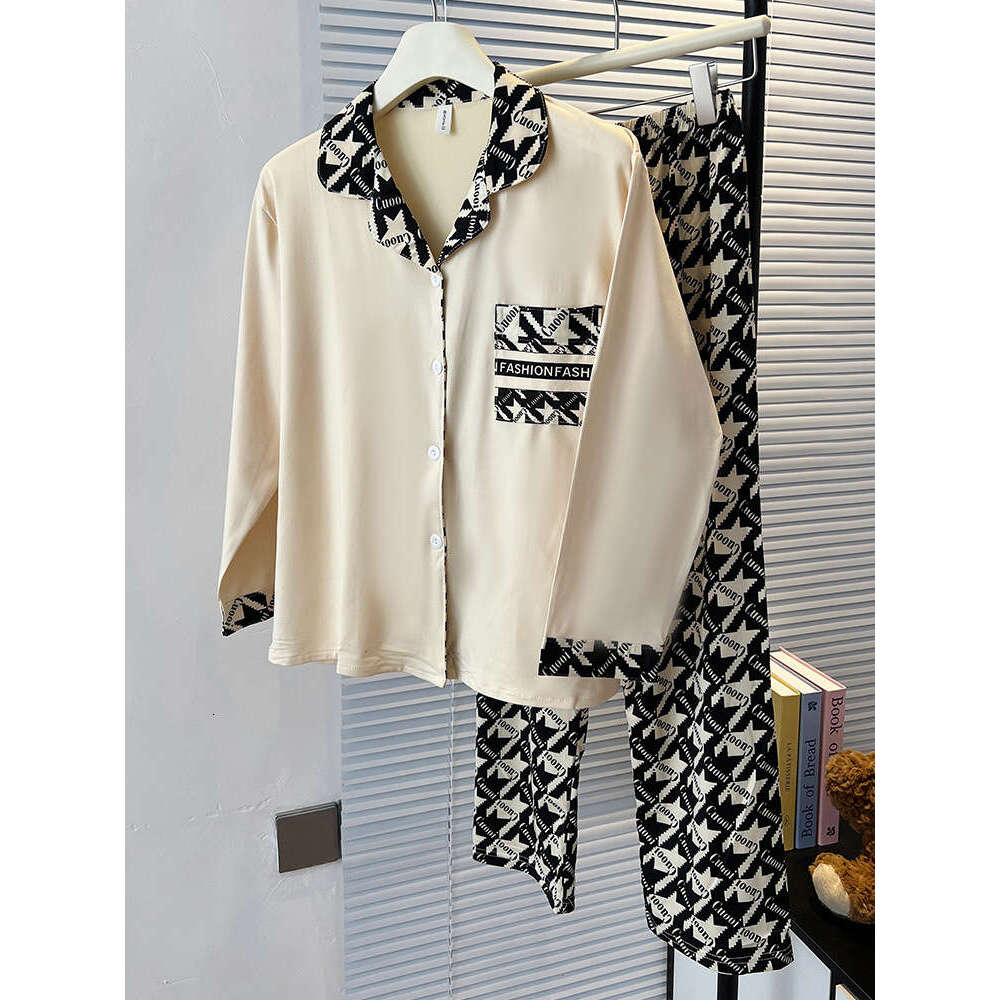 Homewear designer pajamas women long sleeve shirt Japanese Style Spring Autumn New High-End Camellia Print Loose Plus Size Slimming Long Sleeve Lounge