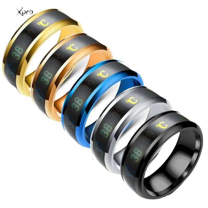 Smart Stainless Steel Multifunctional For Couples Mood Changes Color From Waterproof Body Temperature Measuring Ring XJ260127