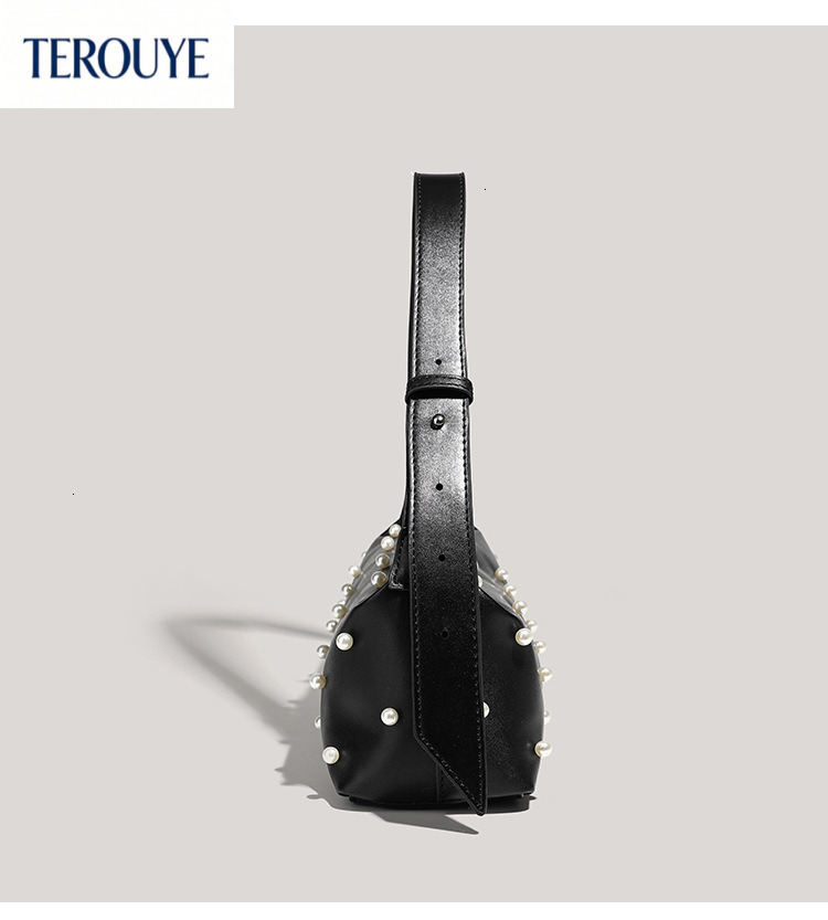 TEROUYE autumn and winter new light luxury elegant pearl handbag rectangular bag trend versatile niche bag design armpit bag bag