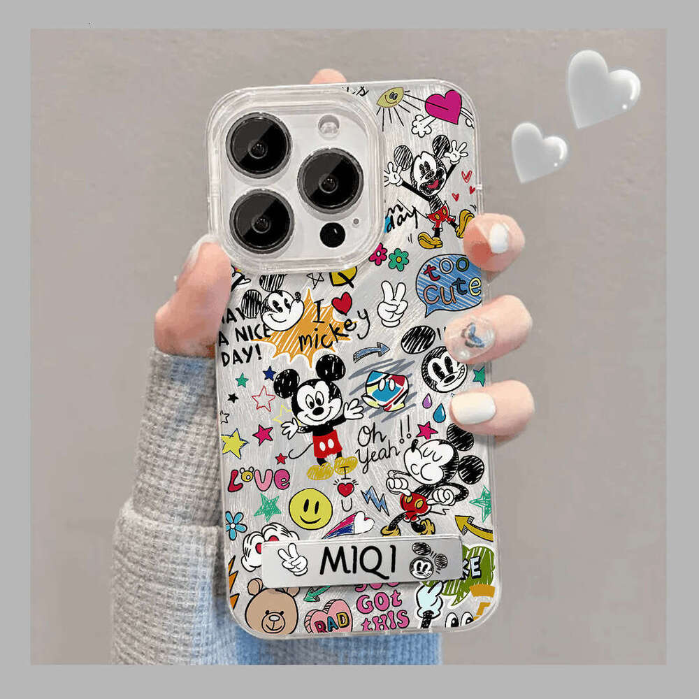 Graffiti Mickey Mouse Compatible with Apple 15 Pro Max Phone iPhone 14 Stand Model 13 Cartoon 12 Hard Case 11 S260128 b24