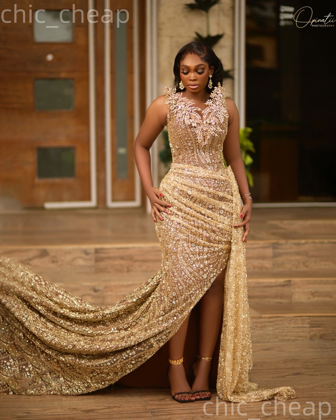 Aso Ebi Gold Mermaid Prom Dresses 2026 Sweetheart Crystals Sequined Illusion Evening Formal Party Second Birthday Engagement Gowns Dress For Special O