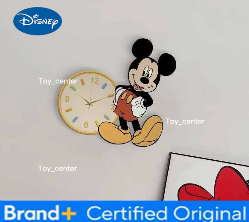 Disney Wooden Mickey Mouse Desktop Clock Ornament Action figure Creative alarm clock toys collection model room decoration kids gift H260128