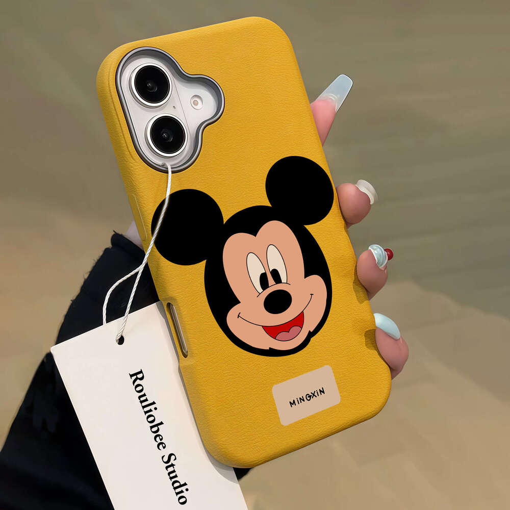 Mickey Compatible New 16 Pro Max Phone Case Apple 11 Cartoon 13/14P Leather Texture Simple 15PM S260128